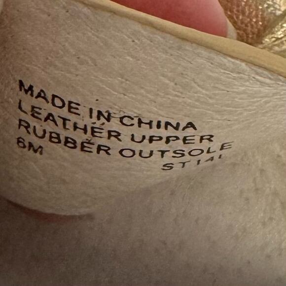 Michael Kors Espadrille Wedge Heel Sandals Metallic Gold Woven Leather Size 6 - Picture 7 of 9